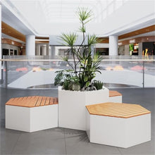 Outdoor large flower box Flower Trough Combination with 3 Rest Benches