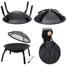 NEWCES Barbecue Desk Charcoal Grill 22 Inch Black Folding Burning Fire Pit Outdoor Heater Backyard Patio Stove Fireplace BBQ Grill Tabletop Barbecue