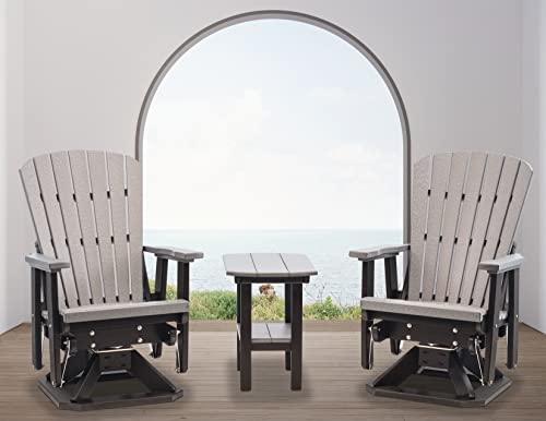 EcOasis Grand Lake Amish Crafted Poly Outdoor Adirondack Swivel Glider Dark Gray on Black
