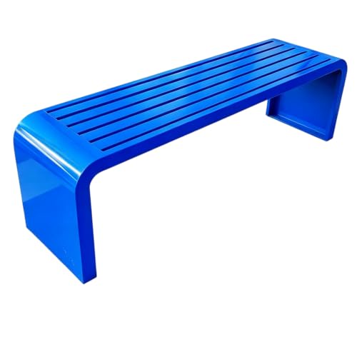 Vttui Outdoor Bench, U-Shaped Backless Slatted Metal 100
