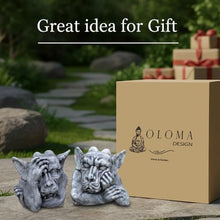 OLOMA Gothic Gargoyle Pair Concrete Garden Statue Set Mythical Creatures Statues Outdoor Garden Decor Lawn Ornaments Yard Art Patio Decoration Handcrafted Fantasy Sculptures