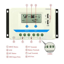 60A 45A 30A 20A 10A PWM Solar Charger Controller 12V 24V 36V 48V Auto Solar Panel Regulator with Backlight LCD(60A (VS6048AU))