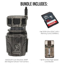 Stealth Cam Revolver 36MP Cellular Trail Camera 4-Pack with 32GB Memory Cards