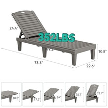 YITAHOME Outdoor Chaise Lounge Chair, Plastic Pool Chaise Lounge with 5-Position Backrest, Easy Assembly & Waterproof for Patio & Poolside, Set of 4, Grey