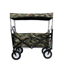 Collapsible Folding Wagon Cart with Sun/Rain Shade, Adjustable Extendable Push & Pull Handle, Removable Canvas & Canopy, Large Capacity Trolley for Shopping, Beach, Lawn,Sports (C)