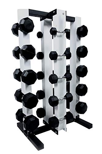 Ader Sporting Goods Black Rubber Dumbbell Set 5-75 Lbs with Racks & Mats