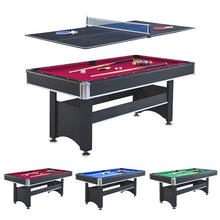 Zyerch 6-ft Pool Table with Table Tennis Top, Portable Billiards Table for Kids - Red with Black Felt