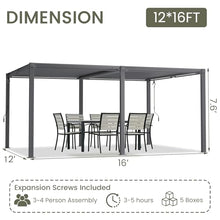 ADRERIC Louvered Pergola 12'x16' Outdoor Pergola with Roof, Heavy Duty Aluminum Frame, Hardtop Gazebo with Adjustable Louvers for Patio, Deck and Backyard, Gray