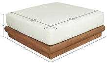 Meridian Furniture 111White-Ott Mirella Collection Modern | Contemporary Outdoor Patio Modular Ottoman with Solid Teak Wood Frame, Water Resistant Fabric, 37" W x 38" D x 14" H, White