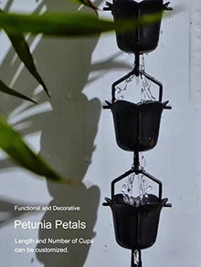 WKNHHL Rain Chain, Petals Rain Gutter Chain for Outside Downspout, Garden Decor, Adjustable Length Roof Gutters,260cm/8.5ft