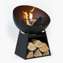 Deko Living 30 Inch Round Outdoor Steel Wood Burning Fire Pit with Black Powder Finish, Spark Screen, Poker Tool, and Protective Storage Cover