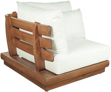 Meridian Furniture 111White-Corner Mirella Collection Modern | Contemporary Outdoor Patio Modular Corner Chair with Solid Teak Wood Frame, Water Resistant Fabric, 38" W x 38" D x 27" H, Tan