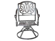 Elizabeth Outdoor Patio 7pc Set Oval Dining Table 42"x 87" Dark Bronze Cast Aluminum, Sunbrella Sesame Cushions