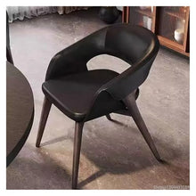 OUTIFUOSSR Italian Minimalist Leather Dining Chair, mid-Century Modern Wabi-sabi ash Wood Designer, Luxury Home Office Meeting(Genuine Leather Ash)