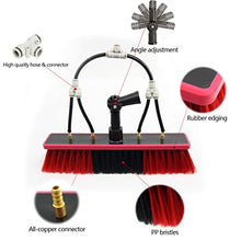 TOOJUN Solar Panel Cleaning Brush and Adjustable Pole, Water Fed Pole Window Cleaning Kit Car Cleaning Equipment with Rotating Brush Head,3.6m/12ft