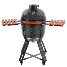 ROOMTEC 18-Inch Kamado Ceramic Charcoal Grill Portable with Cart and Side Shelves Black-B