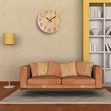 Outdoor Wall Clock, Round Digital Wooden Wall Clock, 30 cm Garden Waterproof Wall Clock Decoration, for Patio/Courtyard
