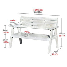 CUTPOIY Outdoor Garden Bench,Outdoor Garden Bench Park Patio Bench with Armrests and Backrest, Weather-Resistant Anticorrosive Wood Bench, 120X67X90CM