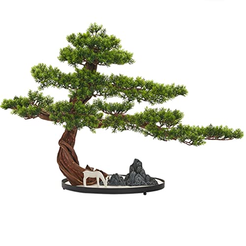 YXIANG56Q Fake Plants 30'' Chinese Style Simulation Welcome Pine Tree Artificial Bonsai Potted Indoor Plants Micro Landscape Decoration Home Office Living Room Bonsai Tree