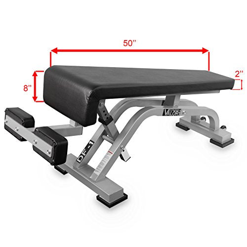 Valor Fitness DF-1 Adjustable Decline/Flat Bench Black/Chrome