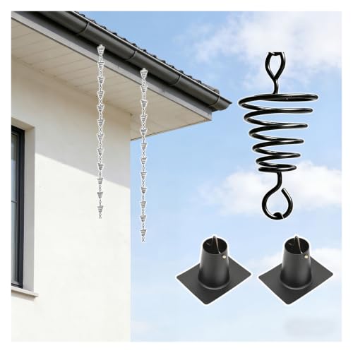 WAHHWF Spiral Rain Chain for Gutters, Stainless Steel Custom Length