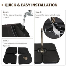 roomfitters Heavy Duty Offset Patio Umbrella Stand, Refillable Cantilever Base 4-Piece HDPE Panel Set with Secure Lock Pins, Black