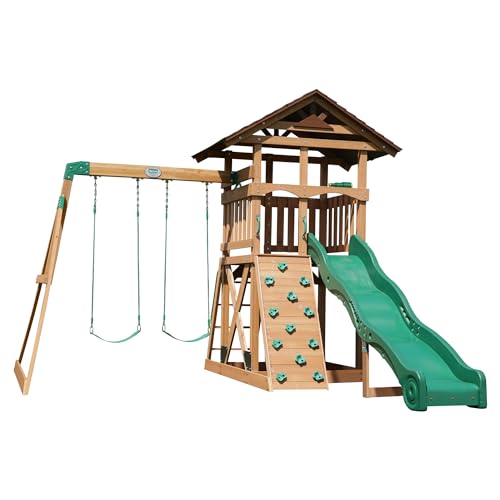 Backyard Discovery Lightning Ridge Cedar Swing Set Light Brown