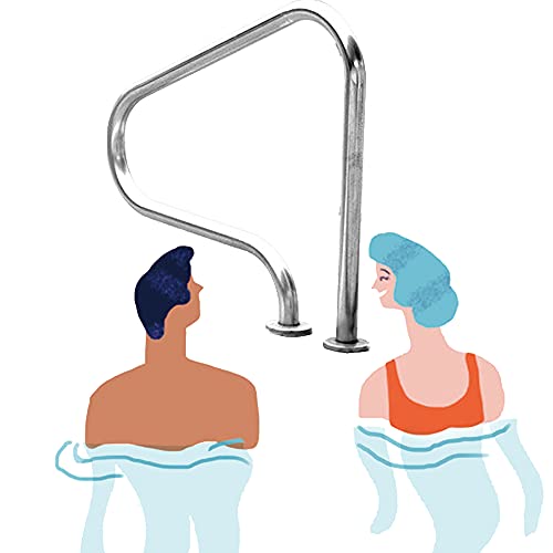 Stainless Steel Handrails for Inground Pools Entrances with 3-Bends of Humanized Handles Safety Rails Easy to Install (Thickness:1.2mm) ()