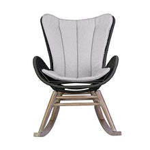 Armen Living Fanny Outdoor Patio Rocking Chair in Light Eucalyptus Wood and Charcoal Rope