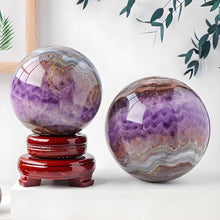 FOTCFATEV Quartz Crystal Ball Amethyst Sphere Ornaments Small Gemstone Figurine with Decorative Stand for,85~90mm