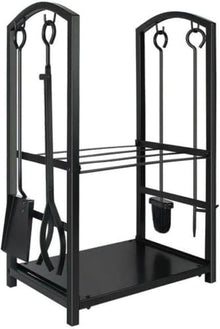 2-Tier Wood Log Holder for Outdoor Indoor,Firewood Rack with Tool Set
