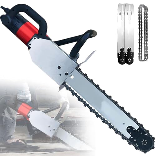OREKPOT Electric Concrete Chain Saw with Diamond Chain for Water Fed Dust Control, Handheld Wall Groove Cutting Machine for Granite and Concrete,48cm