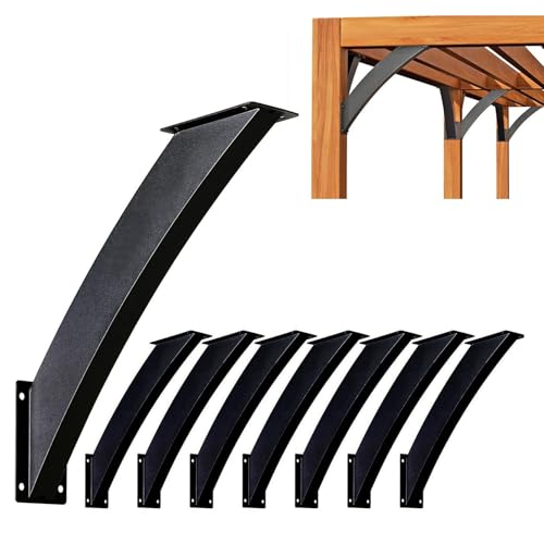 LQSYBHD Heavy Duty Arc 45 Degree Angle Bracket Wood Pergola Bracket Kit Pergola Accessories for Gazebos Decks Porches Wood Post and Beam Angle Support Brackets(Size:8pcs)