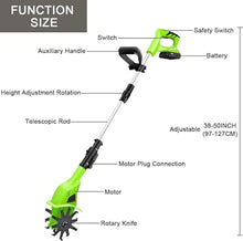 UWYTGF Garden Tiller,Electric Tillers Electric Garden Rotavator, Garden Tiller Cordless, Power Weeder/Cultivator,Working Depth 25Cm Cordless Garden Cultivator