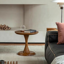ENGENDER Couch Side Table Retro Solid Wood Sofa Side Table and Teak Storage Narrow End