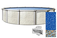 Wilbar 24-Foot Round Fallston Above-Ground Swimming Pool | 52-Inch Height | Bedrock Overlap Liner and Widemouth Skimmer Bundle | Resin Protected Steel-Sided Walls