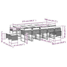 KGCRYUWED 15-Piece Garden Dining Set, Synthetic Rattan Patio Furniture with Acacia Wood Table Top, Weather-Resistant Outdoor Seating for 14, Black and Brown