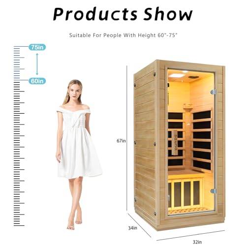 Zugoni Indoor Far Infrared Sauna Room Low EMF 5 Heating Panels 1400W Sauna Style