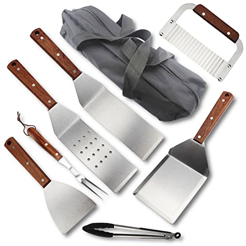 Barbecue Tool Set Griddle Accessories Set Stainless Steel BBQ Tools Kit 8pcs BBQ Accessories Barbecue Utensil with Heat Resistant Handle for Barbecue Indoor Outdoor