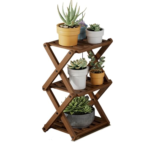 UNYQBFKM Plant Stand Indoor Corner Plant Stand 2/3/4 Tier Plant Shelf Plant Table Bamboo Plant Stand Foldable Planter Holder Flower Stand Display Rack,A-19 * 23 * 37cm