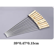 NYTFHMS Reusable Skewers Grilling, Family Flat Skewer Sticks, Stainless Steel with Wooden Handle, Anti-Slip and Wear-Resistant, BBQ Accessories,Size_name-200