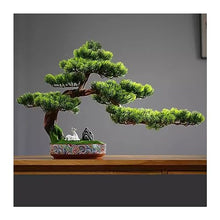 Artificial Bonsai Chinese Style Simulation Welcoming Pine Bonsai Landscape Green Plants Indoor Pine Bonsai Tree Decorations for Home Office