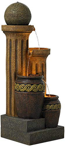 John Timberland Sphere Jugs and Columns 50" Rustic Fountain with Light