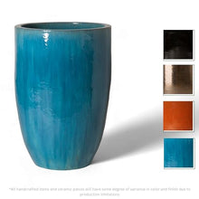 Emissary 23in Blue Stoneware Round Planter