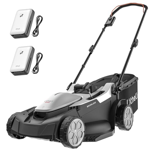 Litheli 40V Coreless Lawn Mower 18inch, Battery Powered with 6-Position Height Adjustment, 2x4.0Ah Battery Include