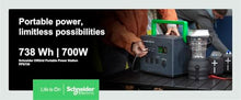 Schneider OffGrid 738Wh Portable Power Station, PPS730 Portable Solar Generator with Wireless Charging Pad, for Camping or Home