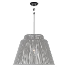 Capital Lighting 956311EK Jasper Indoor/Outdoor Hand-Wrapped Resin Pendant, 1-Light 100 Watt, 17" H x 23" W, Grey and Black