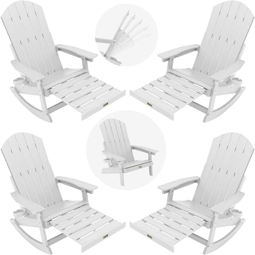 YEFU Adirondack Rocking Chairs Set of 4, with Footrest, 5-Level Adjustable