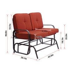 GAAHRQQQ Outdoor Swing Glider Rocking Chair Porch Swings 2 Person Rocking Chair Loveseat Garden Porch Chairs Patio Steel e Chair Set with Cushion Red
