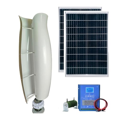 5KW Vertical Axis Wind Turbine Kit, 12V/24V/48V, Low Start-Up Wind Speed, Hybrid Wind And Solar Power System With Controller And Solar Panel, Breeze Start(White,12V)
